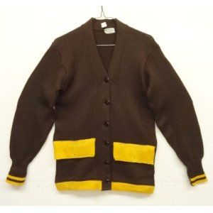 画像: 60'S SOUTH SIDE KNITTING MILLS ニット カーディガン ブラウン/イエロー (DEADSTOCK) 