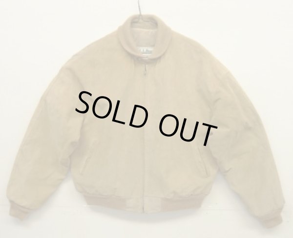 画像1: 80'S LL Bean "背面プリーツ" チンスト付き レザー ドリズラージャケット ベージュ USA製 (VINTAGE)