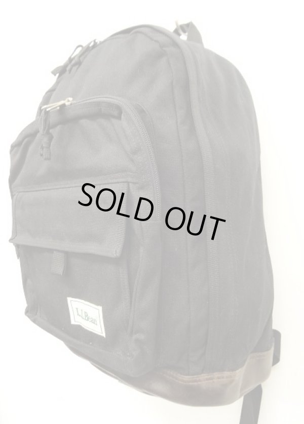 画像2: 90'S LL Bean 底レザー ナイロン バックパック ブラック (VINTAGE)