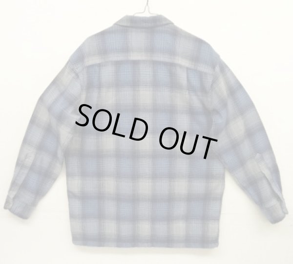 画像3: 90'S PENDLETON "BOARD SHIRT" ウール オープンカラーシャツ ブルーチェック (VINTAGE)