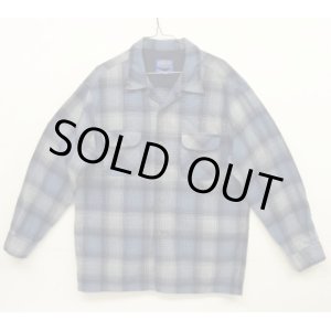 画像: 90'S PENDLETON "BOARD SHIRT" ウール オープンカラーシャツ ブルーチェック (VINTAGE)