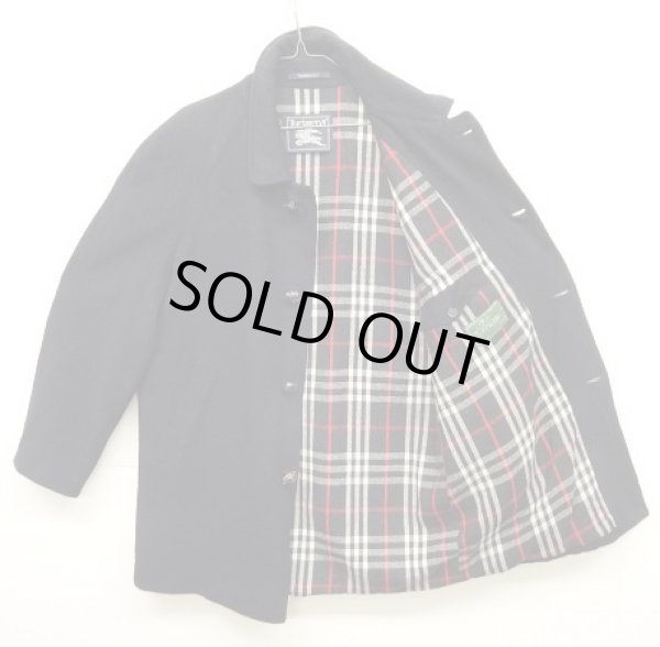 画像5: 90'S BURBERRYS チンスト付き ウール ラグランスリーブ ハーフコート ネイビー スペイン製 (VINTAGE)