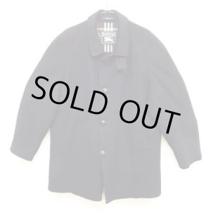 画像: 90'S BURBERRYS チンスト付き ウール ラグランスリーブ ハーフコート ネイビー スペイン製 (VINTAGE)