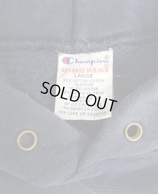 画像2: 90'S CHAMPION 刺繍タグ リバースウィーブ パーカー ネイビー メキシコ製 (VINTAGE)