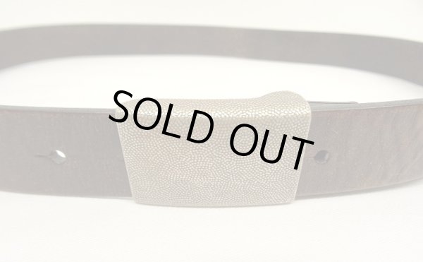 画像2: 90'S J.CREW シルバーバックル レザーベルト 茶芯 ブラック（ブラウン）イングランド製 (VINTAGE)