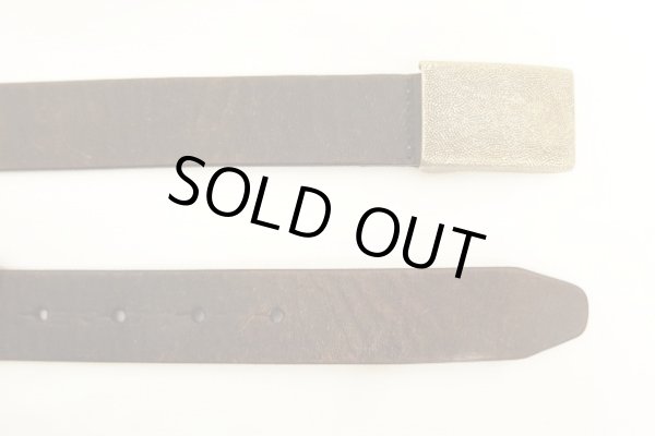 画像3: 90'S J.CREW シルバーバックル レザーベルト 茶芯 ブラック（ブラウン）イングランド製 (VINTAGE)