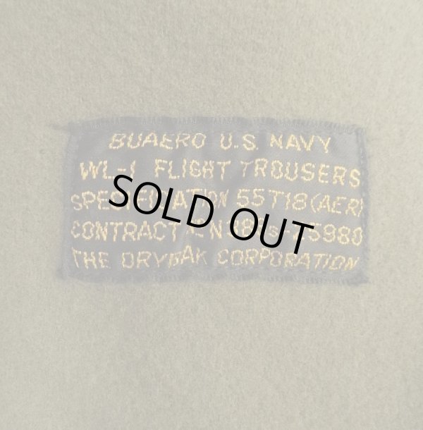 画像2: 50'S アメリカ軍 BUAERO US NAVY "WL-1" 黒タグ 裏地ウール フライトトラウザーズ (VINTAGE)
