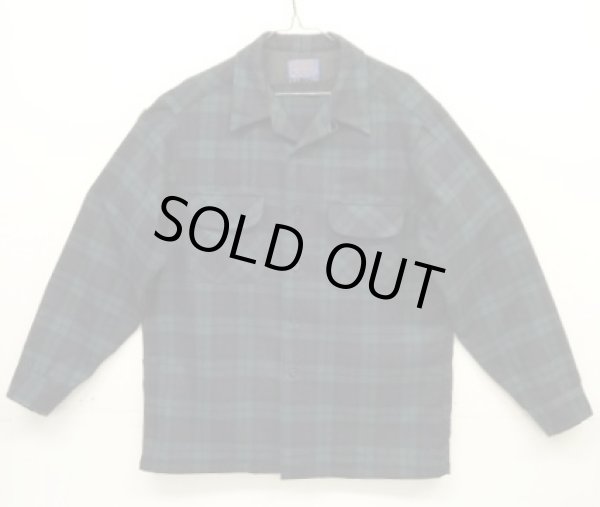 画像1: 70'S PENDLETON "BOARD SHIRT" ウール オープンカラーシャツ ブラックウォッチ USA製 (VINTAGE)