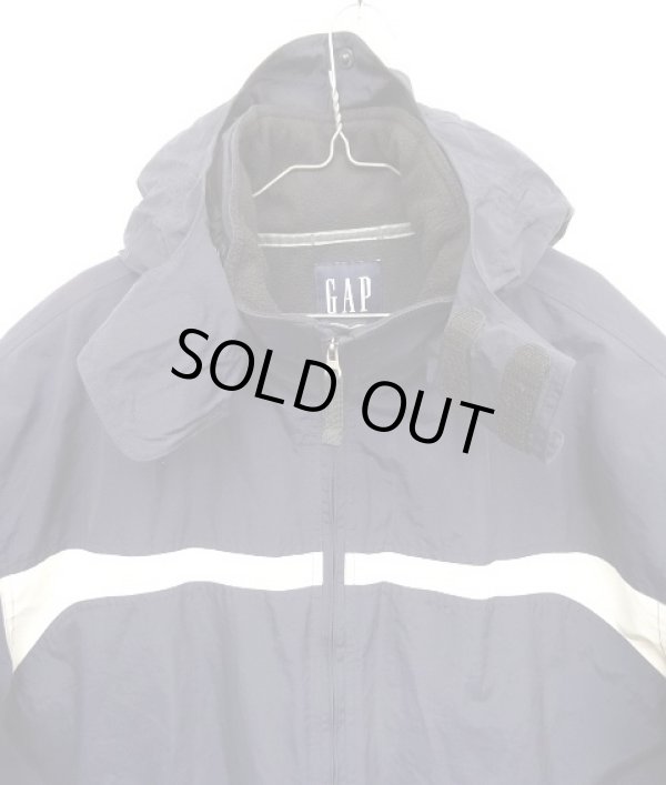 画像3: 00'S GAP 旧タグ 裏フリース フード付き ナイロンジャケット ネイビー/ホワイト (VINTAGE)