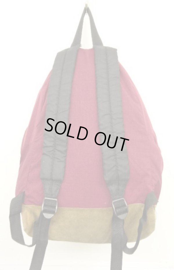 画像6: 80'S EASTPAK 旧タグ ボトムレザー ナイロン バックパック バーガンディ USA製 (VINTAGE)