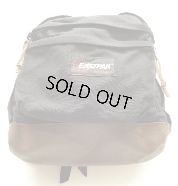 画像4: 80'S EASTPAK 旧タグ ボトムレザー ナイロン バックパック ブラック USA製 (VINTAGE)