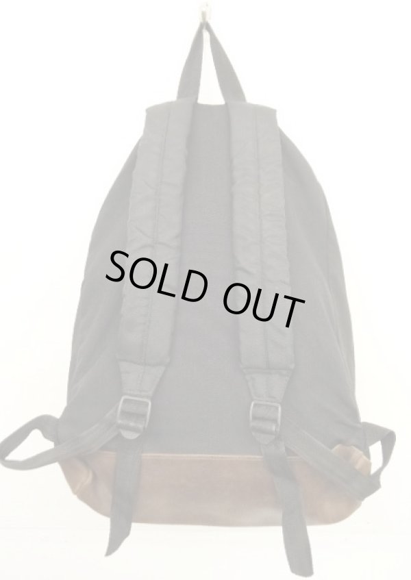 画像7: 80'S EASTPAK 旧タグ ボトムレザー ナイロン バックパック ブラック USA製 (VINTAGE)