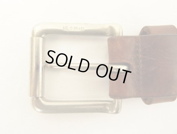 画像5: 90'S LL Bean "SOLID BRASSバックル" レザーベルト ブラウン USA製 (VINTAGE)