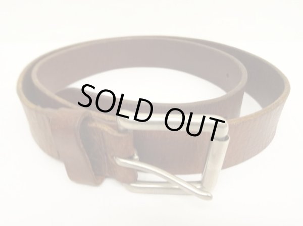 画像1: 90'S LL Bean "SOLID BRASSバックル" レザーベルト ブラウン USA製 (VINTAGE)