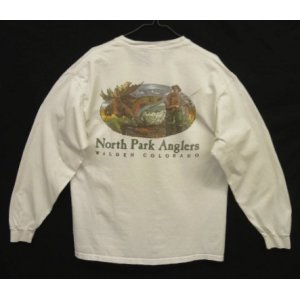 画像: 00'S ORVIS "NORTH PARK ANGLERS" 両面プリント 長袖 Tシャツ ホワイト (VINTAGE)