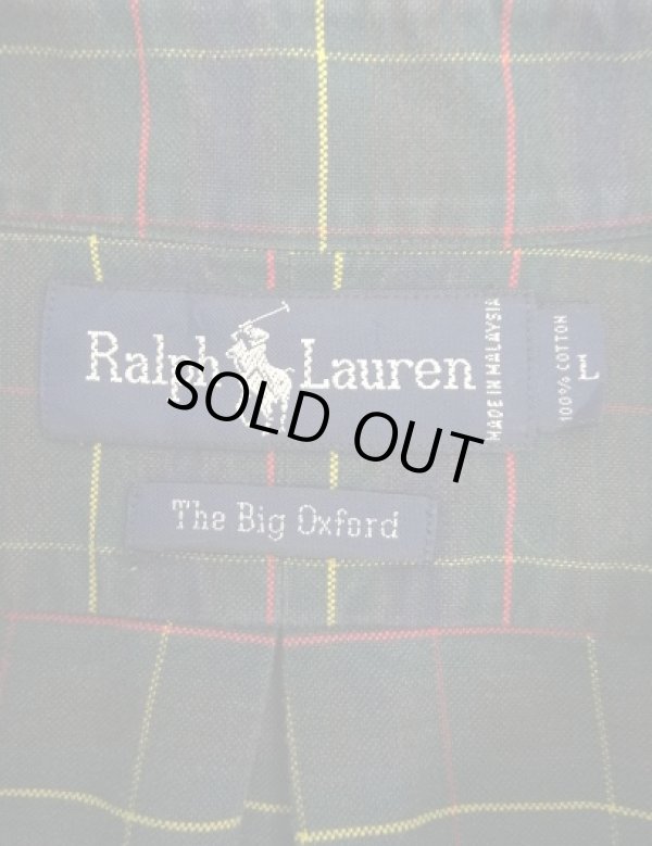 画像2: 90'S RALPH LAUREN "THE BIG OXFORD" 裾ロゴ刺繍 オックスフォード 長袖 BDシャツ チェック柄 (VINTAGE)