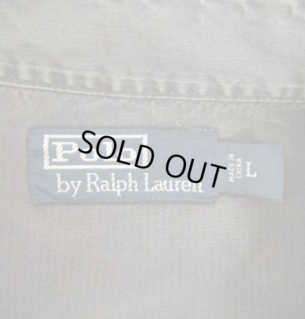 画像2: 90'S RALPH LAUREN チンスト付き バックステンシル ワークシャツ ブラック (VINTAGE)