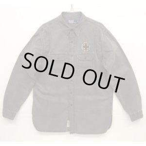 画像: 90'S RALPH LAUREN チンスト付き バックステンシル ワークシャツ ブラック (VINTAGE)