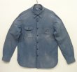 画像1: 90'S RALPH LAUREN チンスト付き メタル猫目ボタン シャンブレー ワークシャツ ブルー (VINTAGE)