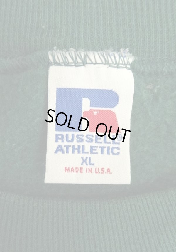 画像2: 90'S RUSSELL ATHLETIC 前Vガゼット付き クルーネック スウェットシャツ ダークグリーン USA製 (VINTAGE)