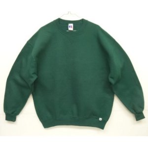 画像: 90'S RUSSELL ATHLETIC 前Vガゼット付き クルーネック スウェットシャツ ダークグリーン USA製 (VINTAGE)