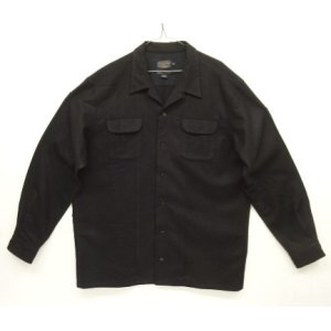 画像: 00'S PENDLETON "BOARD SHIRT" ウール オープンカラーシャツ ブラック (USED)