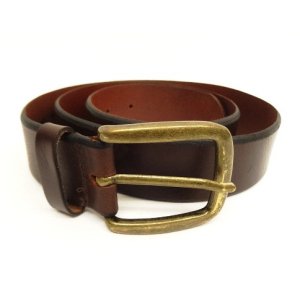 画像: 90'S LL Bean "SOLID BRASSバックル" レザーベルト ブラウン UK製 (VINTAGE)