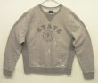 画像1: 00'S J.CREW 前Vガゼット付き 染み込みプリント ヴィンテージ加工 スウェットシャツ ツートンカラー (VINTAGE)