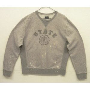 画像: 00'S J.CREW 前Vガゼット付き 染み込みプリント ヴィンテージ加工 スウェットシャツ ツートンカラー (VINTAGE)
