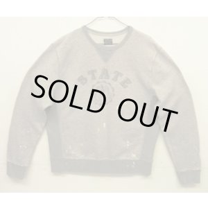画像: 00'S J.CREW 前Vガゼット付き 染み込みプリント ヴィンテージ加工 スウェットシャツ ツートンカラー (VINTAGE)