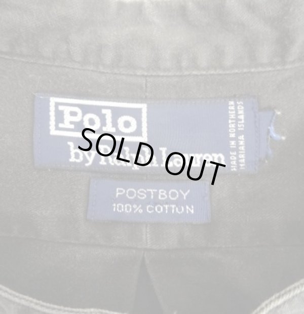 画像2: 90'S RALPH LAUREN "POSTBOY" 長袖 バンドカラーシャツ フェードブラック (VINTAGE)