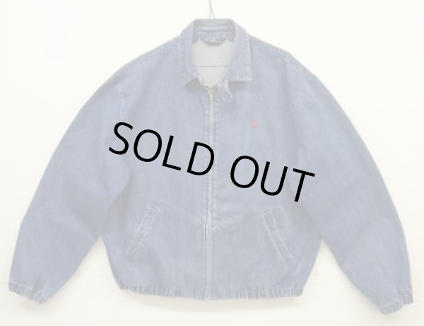 画像1: 90'S RALPH LAUREN 三角タグ チンスト付き デニム ドリズラージャケット インディゴ USA製 (VINTAGE)