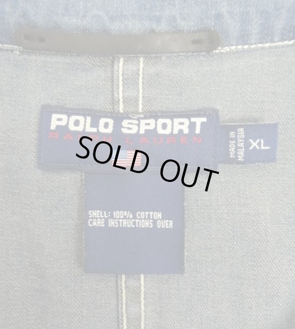 画像2: 90'S RALPH LAUREN "POLO SPORT" レザータグ デニム カバーオール インディゴ (VINTAGE)