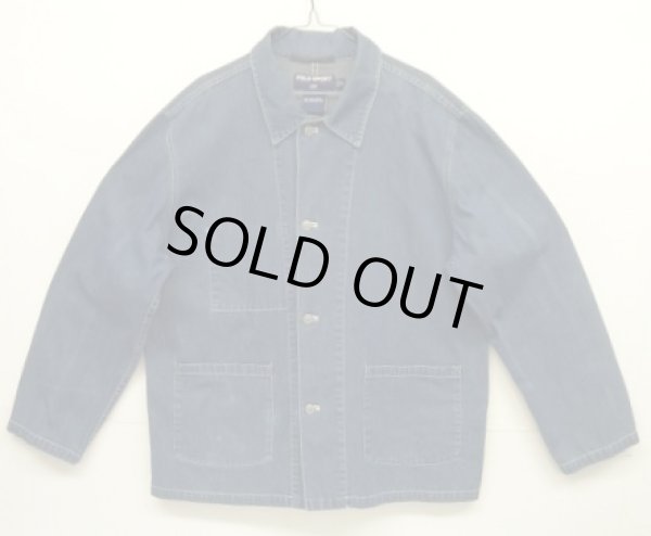 画像1: 90'S RALPH LAUREN "POLO SPORT" レザータグ デニム カバーオール インディゴ (VINTAGE)