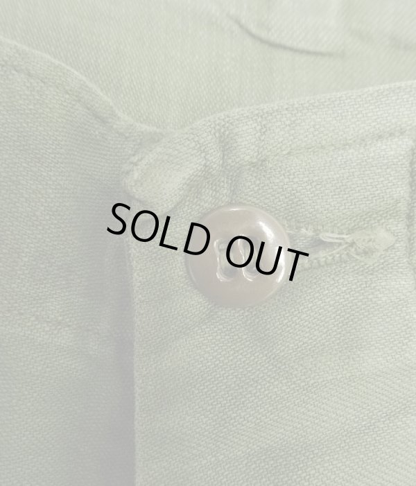 画像4: 60'S アメリカ軍 US ARMY "OG107" 初期モデル コットンサテン 平ボタン ベイカーパンツ M (VINTAGE)