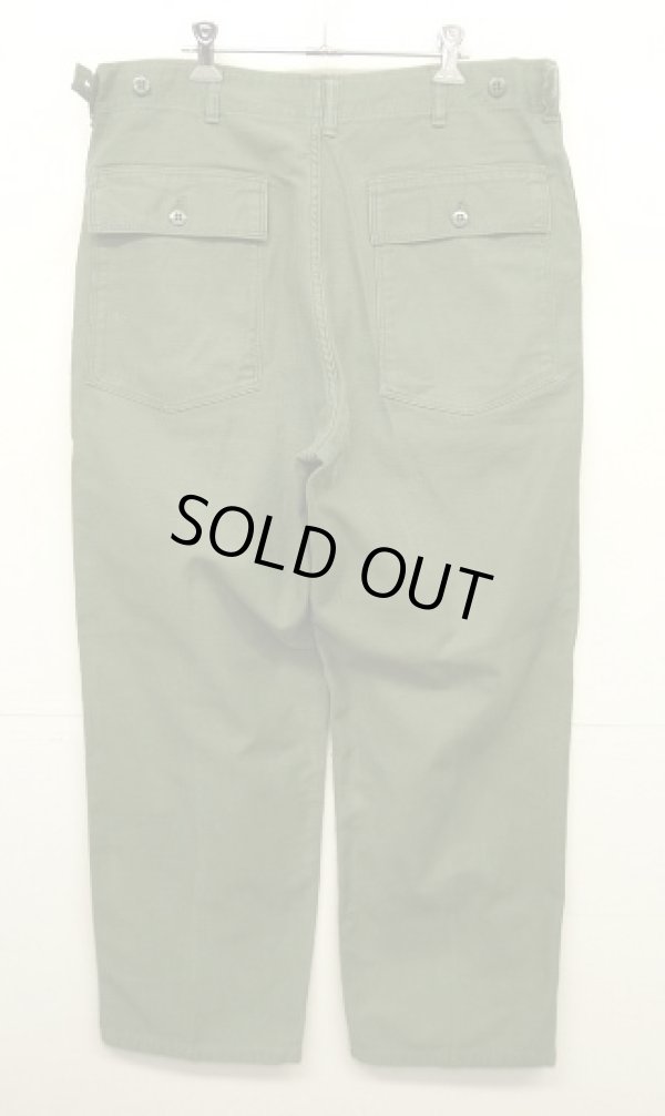 画像5: 60'S アメリカ軍 US ARMY "OG107" 初期モデル コットンサテン 平ボタン ベイカーパンツ L (VINTAGE)