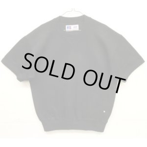 画像: 90'S RUSSELL ATHLETIC "HIGH COTTON" 前Vガゼット付き クルーネック 半袖 スウェットシャツ ブラック USA製 (DEADSTOCK)