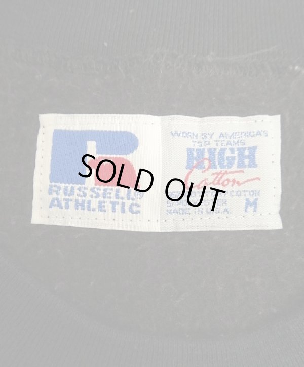 画像2: 90'S RUSSELL ATHLETIC "HIGH COTTON" 前Vガゼット付き クルーネック 半袖 スウェットシャツ ブラック USA製 (DEADSTOCK)