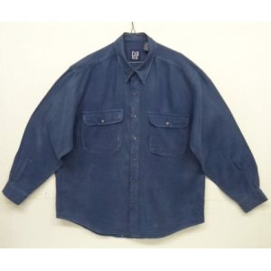 画像: 90'S GAP 旧タグ 長袖 リネンシャツ インディゴ (VINTAGE)