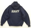 画像4: アメリカ軍 US NAVY 両面リフレクタープリント プルオーバー スウェットパーカー ネイビー USA製 (VINTAGE)