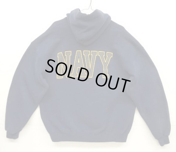 画像4: アメリカ軍 US NAVY 両面リフレクタープリント プルオーバー スウェットパーカー ネイビー USA製 (VINTAGE)