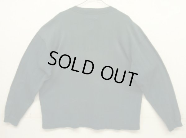 画像4: 90'S EDDIE BAUER 黒タグ シングルステッチ 針抜きリブ 猫目ボタン ヘンリーネック 長袖 Tシャツ ダークグリーン USA製 (VINTAGE)