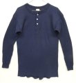 画像1: 80'S OAKTON LTD ヘンリーネック サーマル 長袖 Tシャツ ネイビー USA製 (VINTAGE)