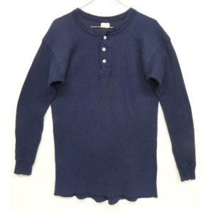 画像: 80'S OAKTON LTD ヘンリーネック サーマル 長袖 Tシャツ ネイビー USA製 (VINTAGE)