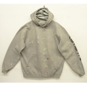画像: CARHARTT 袖プリント スウェット パーカー ヘザーグレー (VINTAGE)