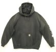 画像1: CARHARTT 袖プリント スウェット パーカー フェードブラック (VINTAGE)