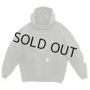 画像: CARHARTT 袖プリント スウェット パーカー フェードブラック (VINTAGE)