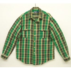 画像: 90'S RALPH LAUREN チンスト付き 長袖 フランネルシャツ チェック柄 (VINTAGE)