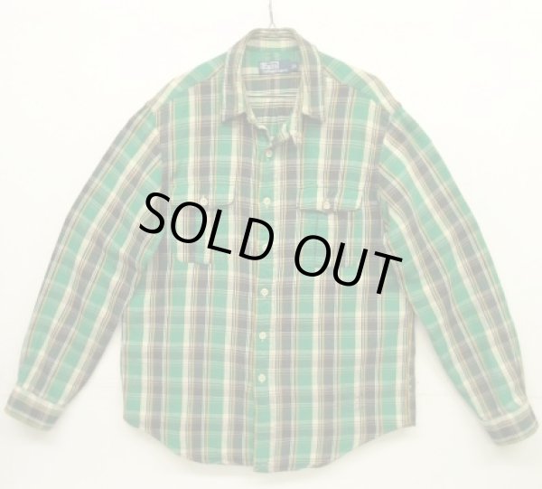 画像1: 90'S RALPH LAUREN チンスト付き 長袖 フランネルシャツ チェック柄 (VINTAGE)