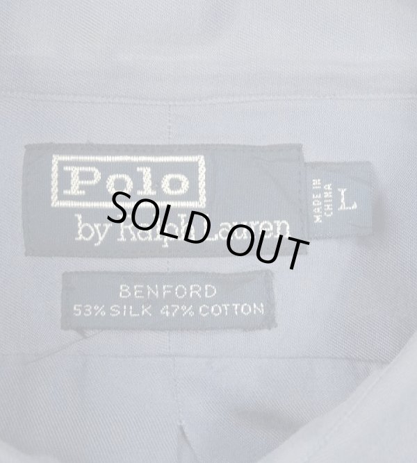 画像2: 90'S RALPH LAUREN "BENFORD" シルク/コットン 長袖シャツ ブルー (VINTAGE)